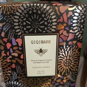 Scented Candle - Black and Gold Floral Design